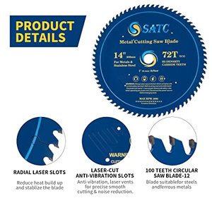 SATC 14 inç dairesel testere bıçağı alaşımlı çelik Metal kesme bıçağı ile 1 inç Arbor yumuşak metaller için 72 diş Woods plastik - Product Image 2