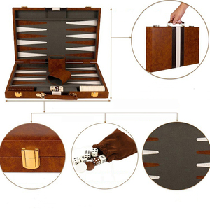 Tùy Chỉnh Da Hoa Chắp Vá Backgammon Cầm Tay Cờ Vua Backgammon Sang Trọng Da Bàn Cờ Với Dice PU Hộp Trò Chơi Thiết Lập - Product Image 2