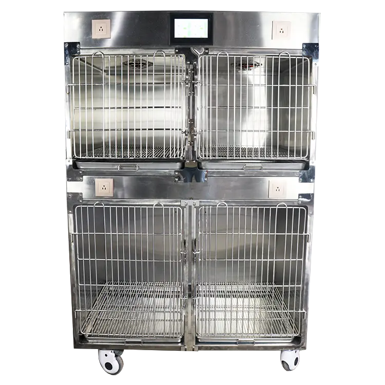 Dog stainless cages with oxygen chamber for Pet Hospital clinic use cat cages with therapy lights