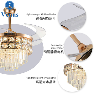 多水晶装饰72w高亮度吊扇客厅发光二极管吊扇带灯 - Product Image 4