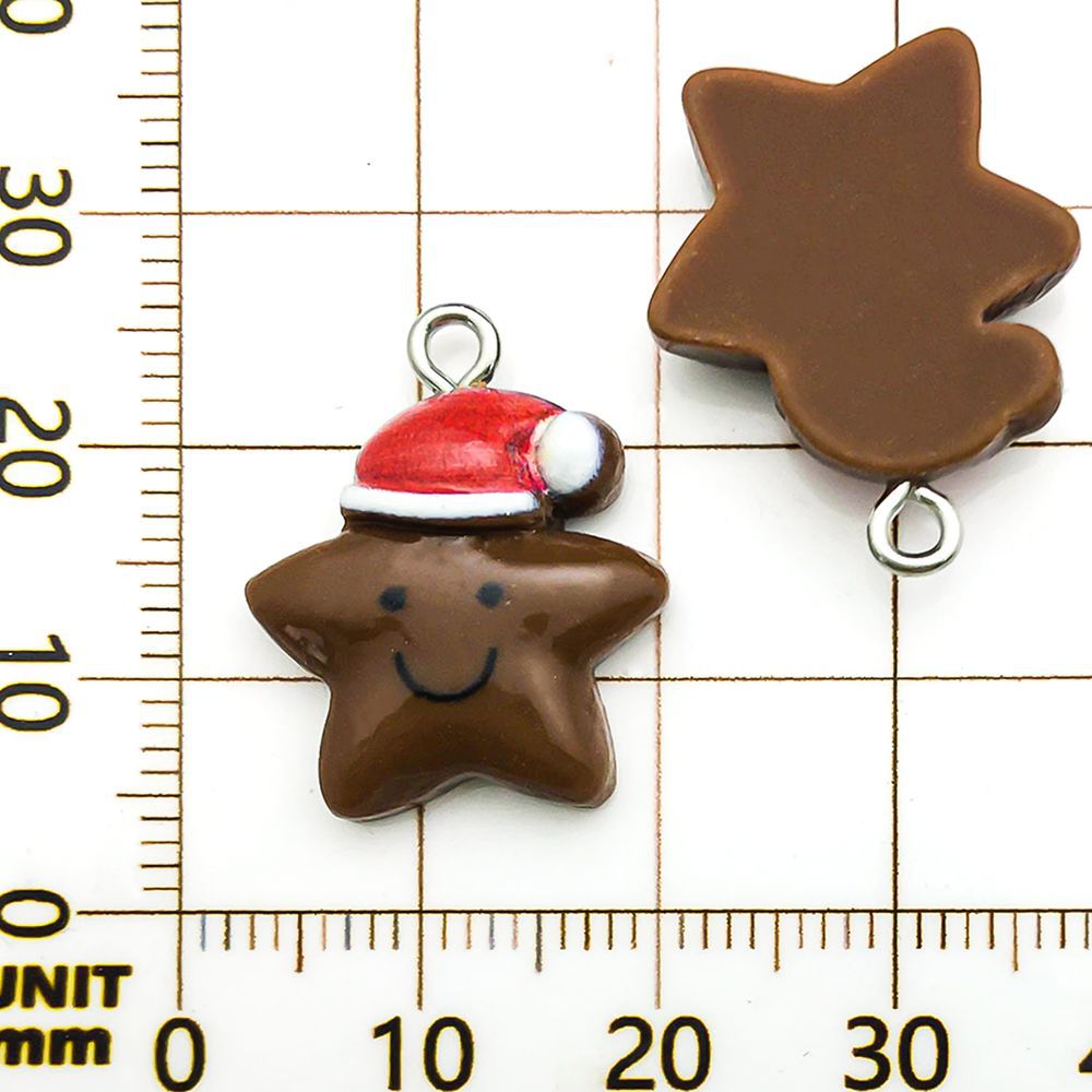 Une étoile en résine marron, 17*23mm, 1,2g, 17024
