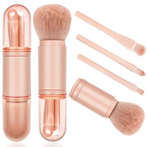 4 in 1 Mini makyaj fırçası seti geri çekilebilir fondöten fırça yüksek kaliteli yüz kozmetik için karıştırma toz göz farı fırçası - Product Image 1