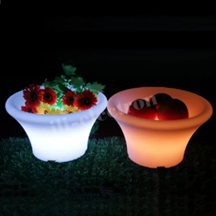 party decor plastic colorful glowing flower pot led fruit bowl