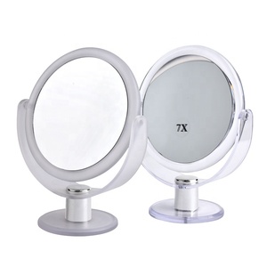 高品质360度旋转70倍放大化妆双面塑料工作台立镜 - Product Image 2