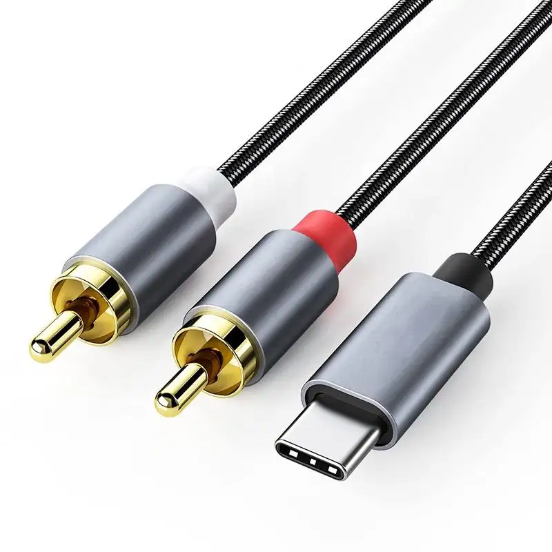 Hot Sell Usb Type C Naar Dual Rca Audio Stereo Y Splitter Link Kabel Adapter Usb Type C Naar 2 Way Rca Audio Splitter Adapter Kabel
