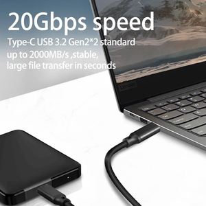 USB3.2 Gen2 Usb3 2 Gen2x2 Cable PD 100W Type <strong>USB</strong> C <strong>to</strong> <strong>USB</strong> C Cable 2m 1m 15cm Short 5m 5Gbps Data Cable 20Gbps Transfer 4K 60Hz - Product Image 3