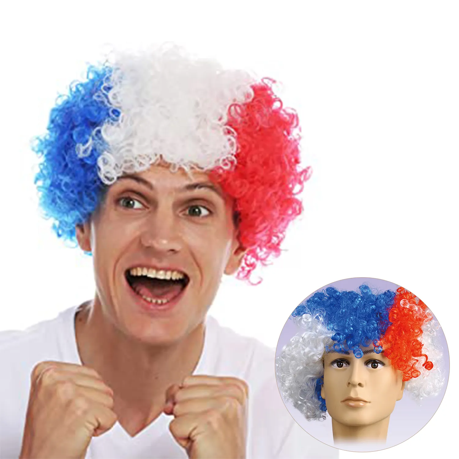 Francia Costa Rica calcio Rugby Fans fascia parrucche esplosione discoteca rifornimenti del partito Fan parrucca accessori