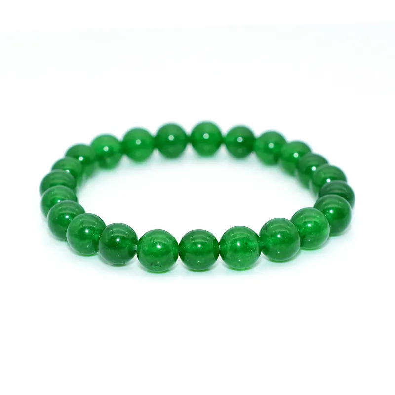 Pulsera de Jade verde para hombre y mujer, brazalete de Jade verde de alta calidad, 4/6/8/10/12mm, venta al por mayor