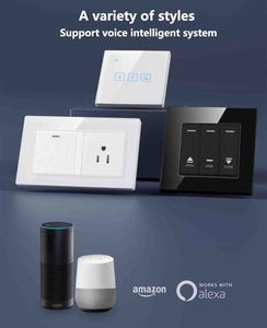 Boente-Interruptor táctil de 86x86mm, Control multifuncional, compatible con Alexa, Google Home, UK, EU, enchufe de pared de vidrio eléctrico con Wifi - Product Image 2