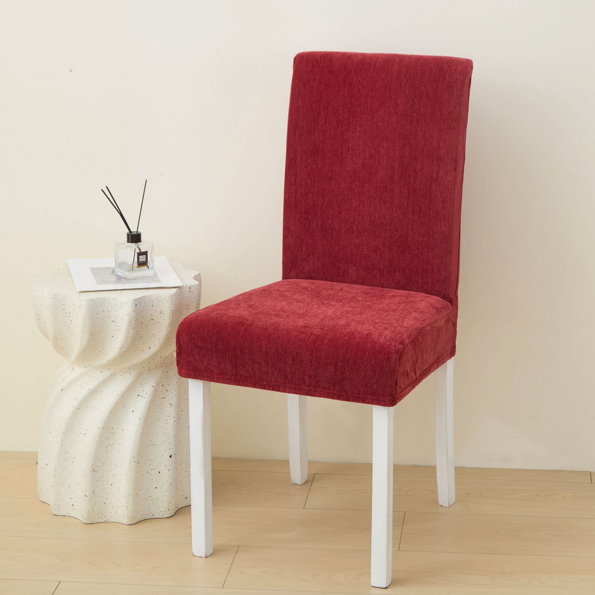 Chenille-burgundy-universal chair cover