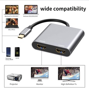2IN1 USB C to <strong>Dual</strong> <strong>HDMI</strong> Adapter 4K@60hz,Type C to <strong>HDMI</strong> Splitter Extended Display for Laptop,Mac Book,computer Devices