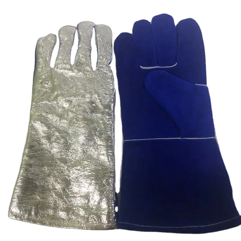 Aluminized welder's gloves welding gloves blue cow leather welding gloves