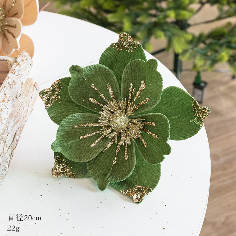 Magnolia en flanelle vert mousse 20cm