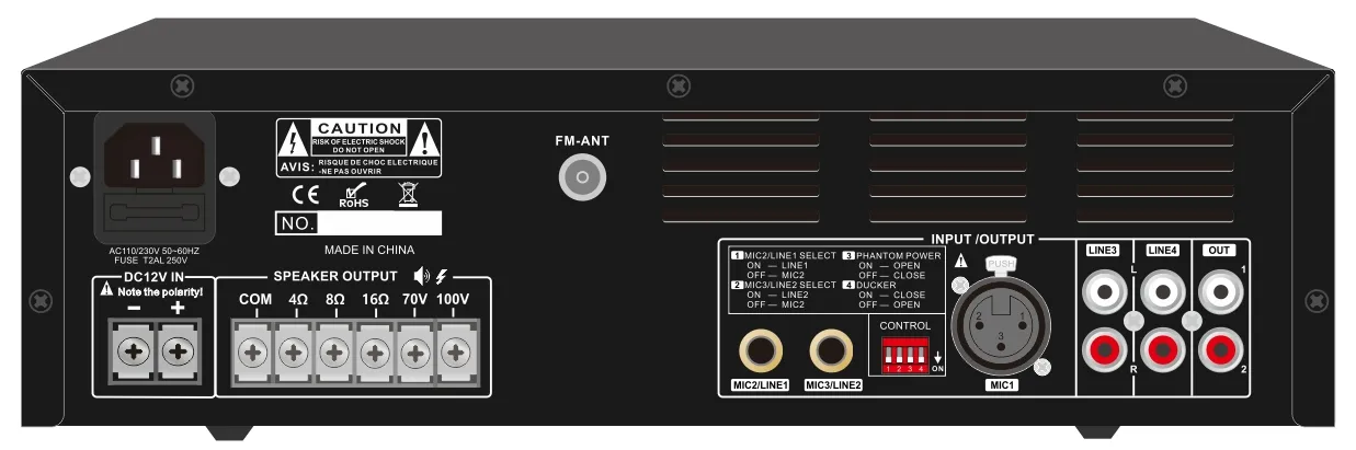 Kompakt boyut 120W bluetooth pa sistemi güç mikser amplifikatör okul için