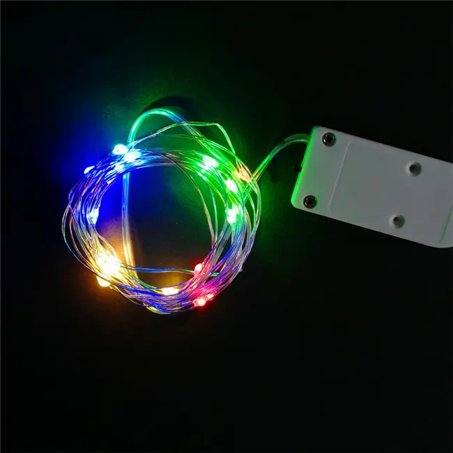 Guirnalda de Navidad colorida 2M 20LED Botón CR2032 Funciona con pilas Mini alambre de cobre LED Fairy String Lights