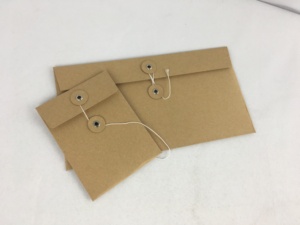 Kunden spezifische Größe biologisch abbaubares Recycling papier Versand umschlag Dokument Kraft papier umschläge mit Schnur und Knopf - Product Image 6