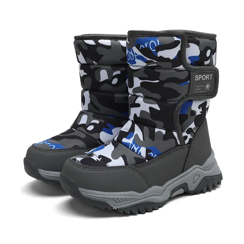 Botas cálidas forradas para niños, botas altas para la nieve, botas de algodón para niños de invierno, talla 26-38