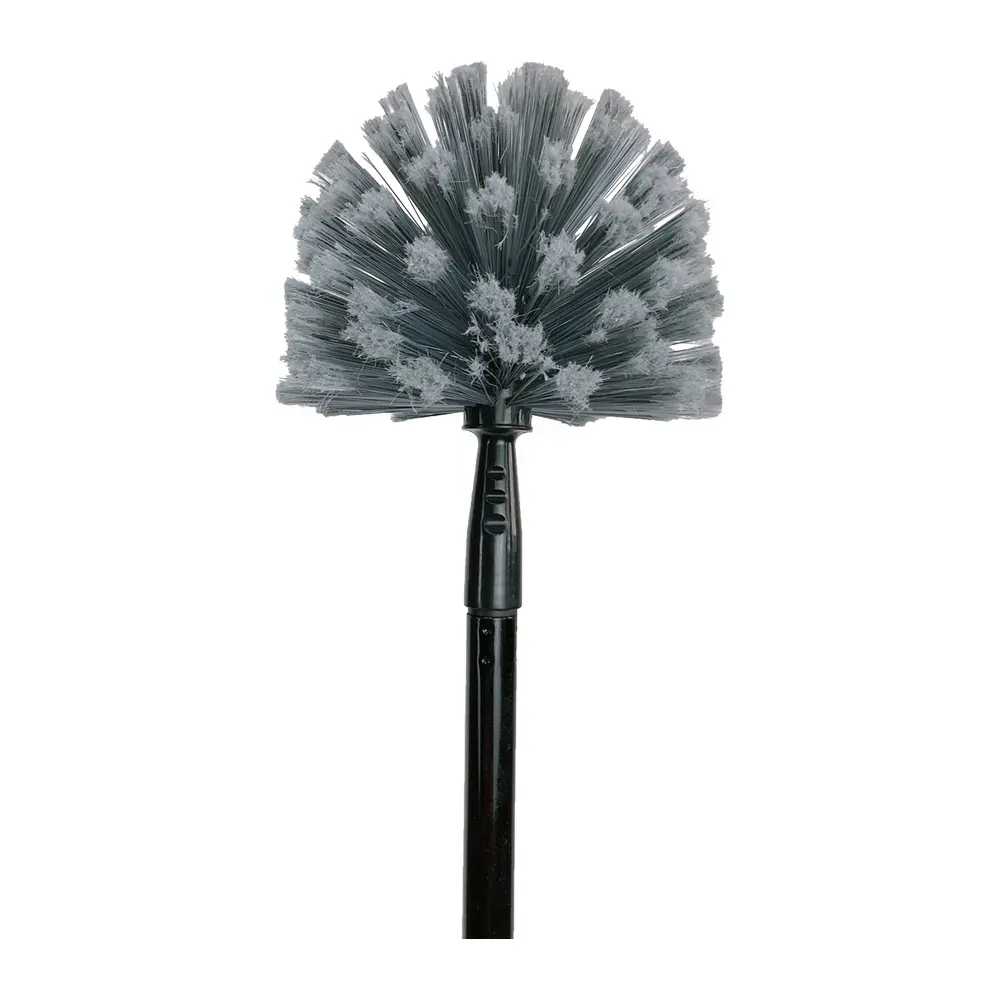 EcoClean brosse de nettoyage de toile d'araignée à manche télescopique rond pour plafond, brosse pour toile d'araignée