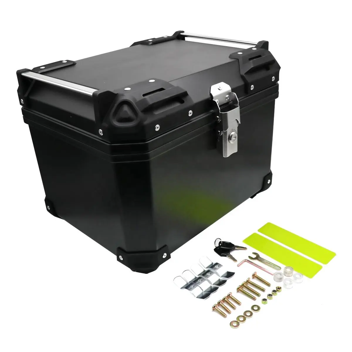 Caja trasera de maletero de motocicleta de plástico y aluminio Universal de gran capacidad de 45L, maletero de equipaje con todos los accesorios de instalación