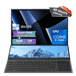 Logotipo personalizado DDR4 RAM 64GB SSD 1TB I7 10th Generation Dual Screen 16 + 14inch Computer Netbook