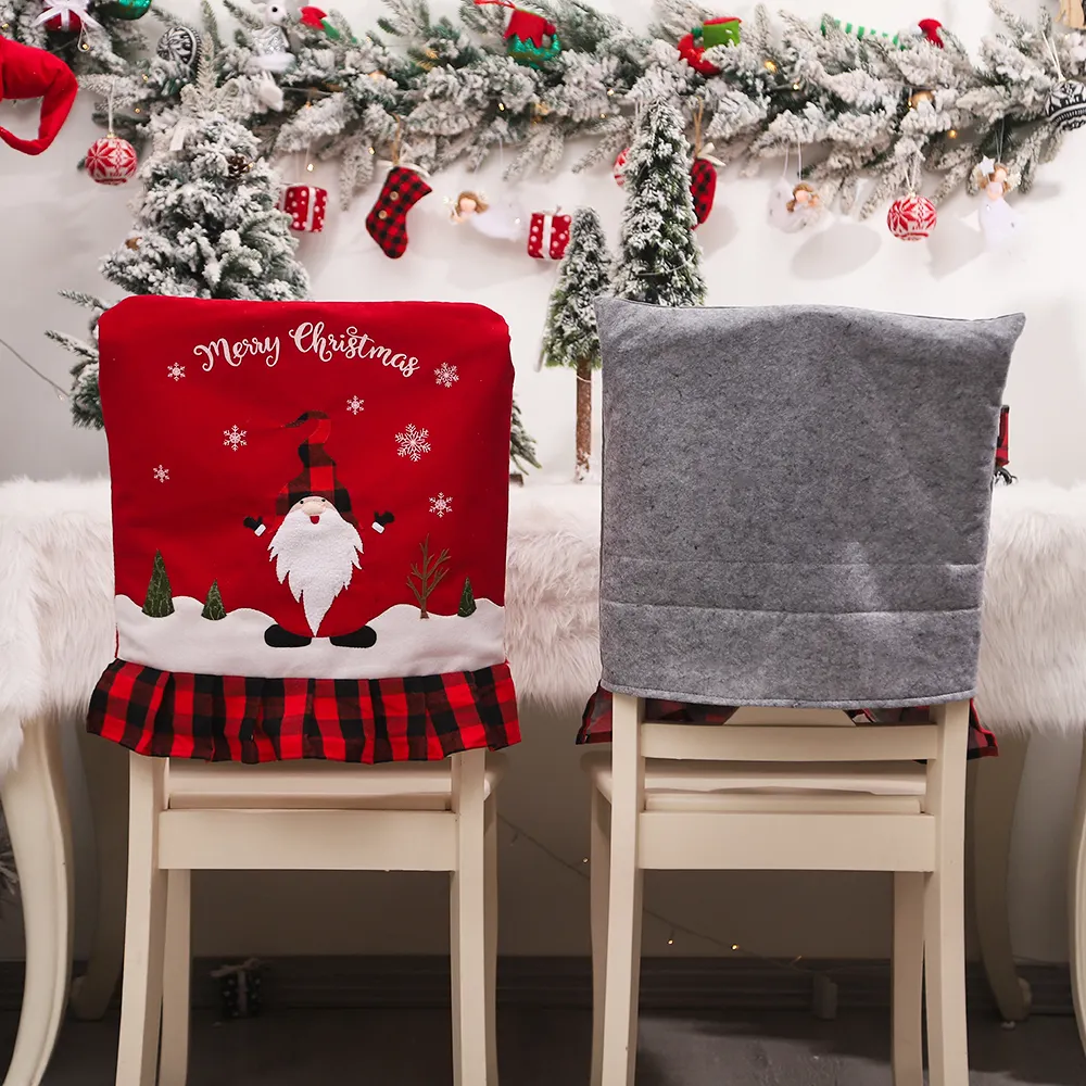 Cubierta de asiento de Papá Noel, decoración navideña de muebles, estilo nórdico, 2022