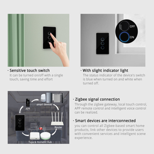 Zemi smart Tuya Smart Switch ZigBee 1/2/Gang US Standard Touch Wand lichtsc halter Glasscheibe Homekit Switch APP Timer Control - Product Image 6