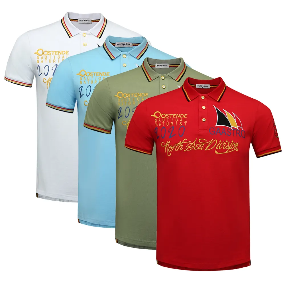 Alla moda di Alta Qualità di Design Degli Uomini di Polo Con Colletto Tasca Camicie Da Golf Con La Nave Logo 2020