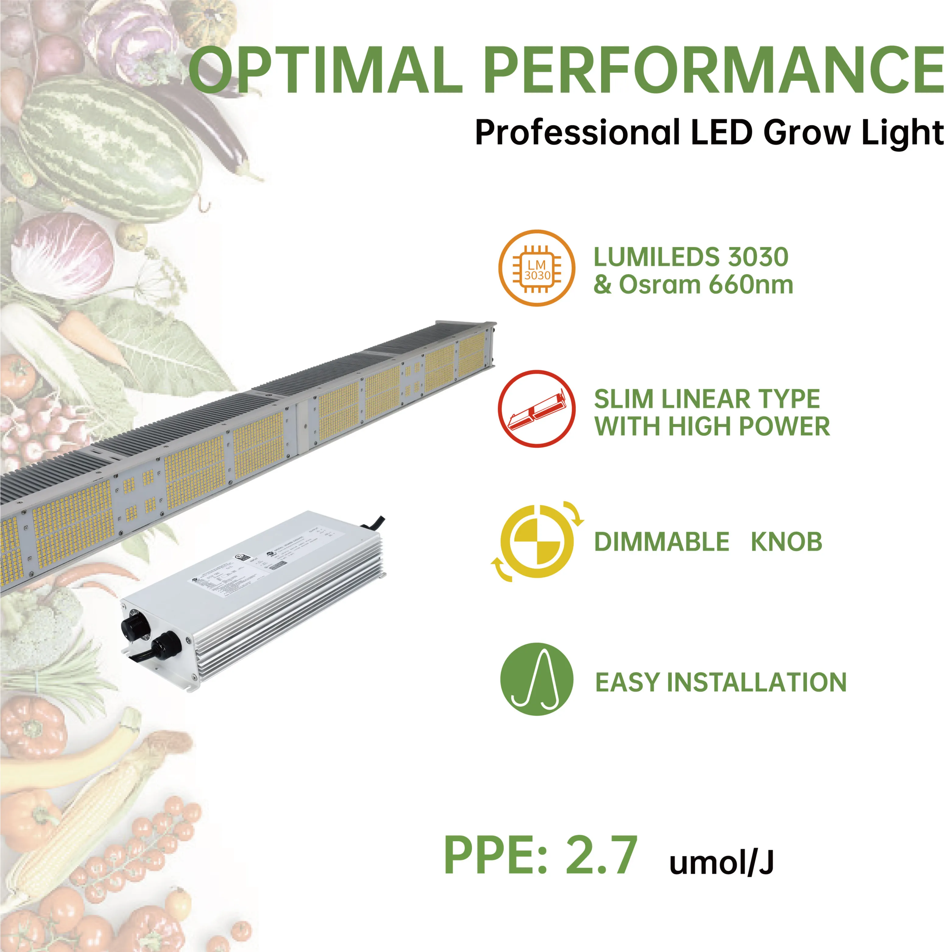 JK Slim Linear Typ Dimmbar One Bar Gewächshaus Hydro ponic Grow Light Voll spektrum LED 600w 300w Für Zimmer pflanzen