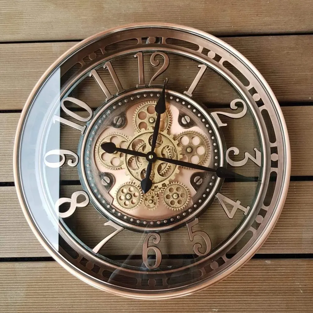 INFINITY TIME Metal Moving Gear Reloj de pared Industrial Steampunk Único Vintage Rústico Granja Reloj de pared decorativo