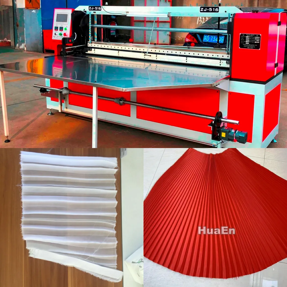 Fabricante HuaEn, máquina plisadora de tela dos en uno, acordeón ciego, rayos solares, máquina plisadora de tela, precio