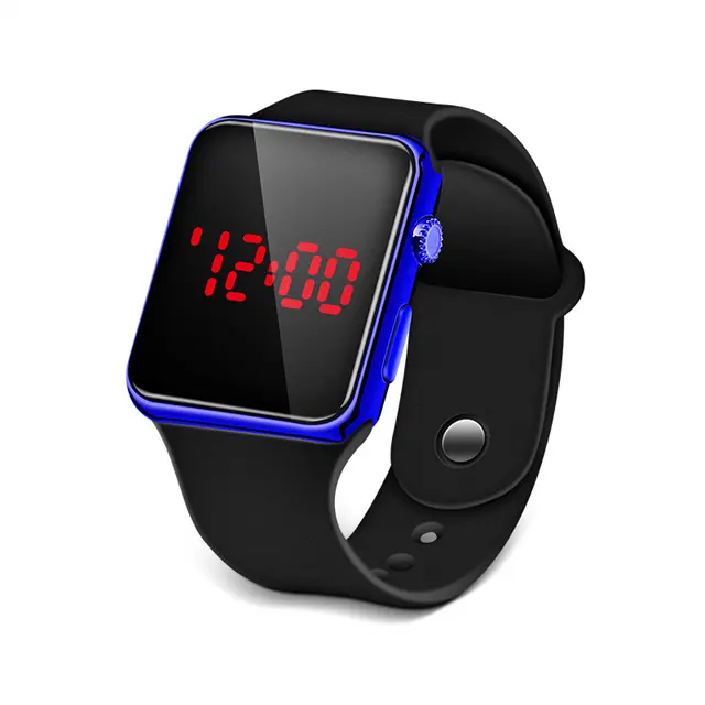 Jam Tangan LED Digital untuk Pria, Jam Tangan Elektronik Cerdas Silikon Olahraga Kasual
