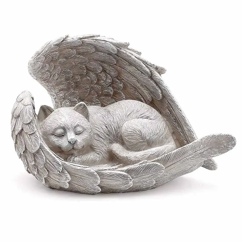 Souvenir Gifts Dog And Cat Statues In Angel Wings Pet Memorial Stone Grave Marker Statue