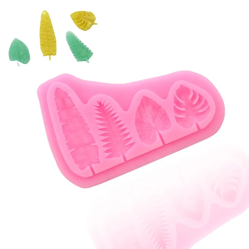 xgy-199 silicone chocolate mold with 3D resin mold silicone cake decoration mold 4 hole different leaves shape food grade