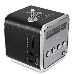 נייד TD-V26 מיני דיגיטלי LCD מוסיקה נגן רמקול רדיו FM USB TF כרטיס <span class=keywords><strong>MP3</strong></span> נגן קול תיבת רמקולים עם מיקרופון