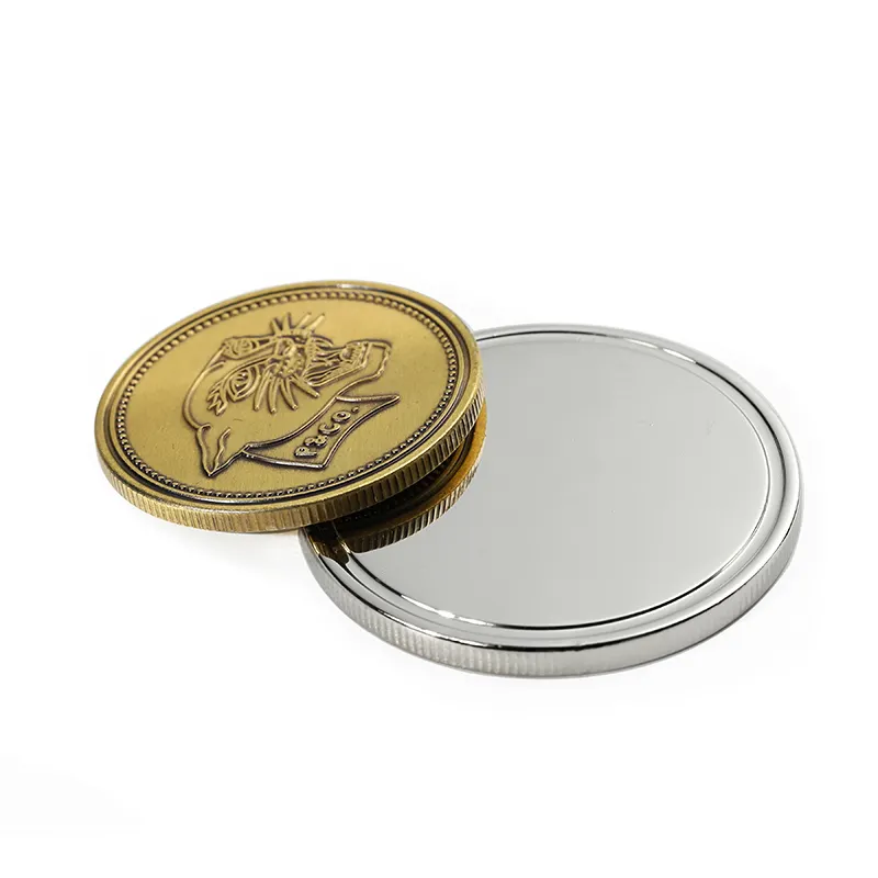 Wholesale Collectible Great Gift Gold Silver copper Plated souvenir Coin Bulk Cheap Gear Border blank Coin With Plastic Box
