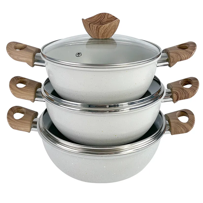 Commercio all'ingrosso della fabbrica non bastone pentole in acciaio al carbonio antiaderente cottura cucina pentole e padelle set casseruola con coperchio