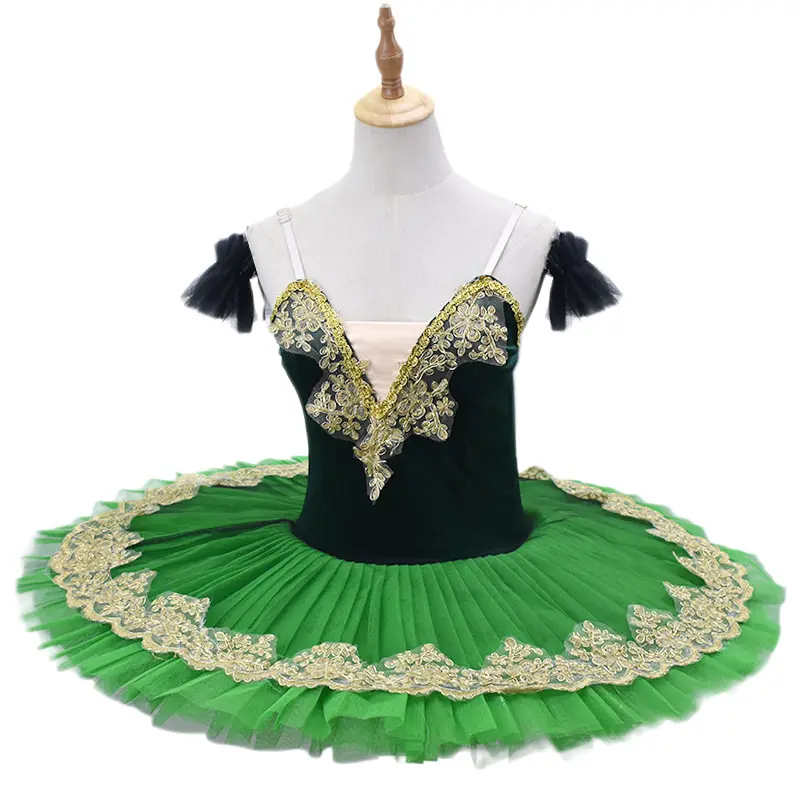 Vestido tutu verde para crianças, vestido azul para palco de balé da bela adormecida, feminino