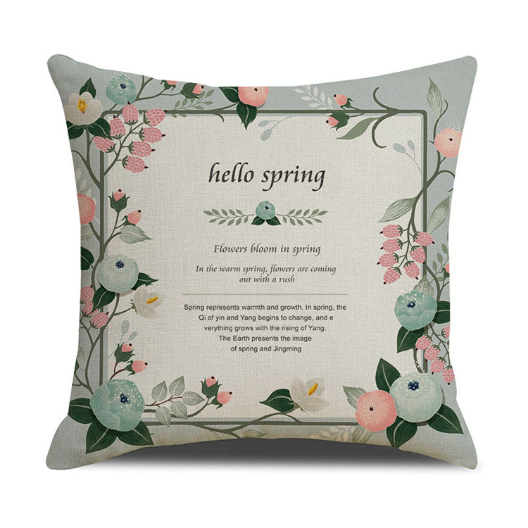 Rustic Linen Pillow Cover Flower Printed Car Sofa Bed Cushion Cover Hand-painted Simple Cushion Pillow Cover