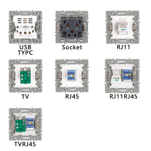 Accesorios de enchufe estándar europeo serie M 82, módulo de teléfono de TV de ordenador gris, tecla de función de 52*52mm, venta al por mayor