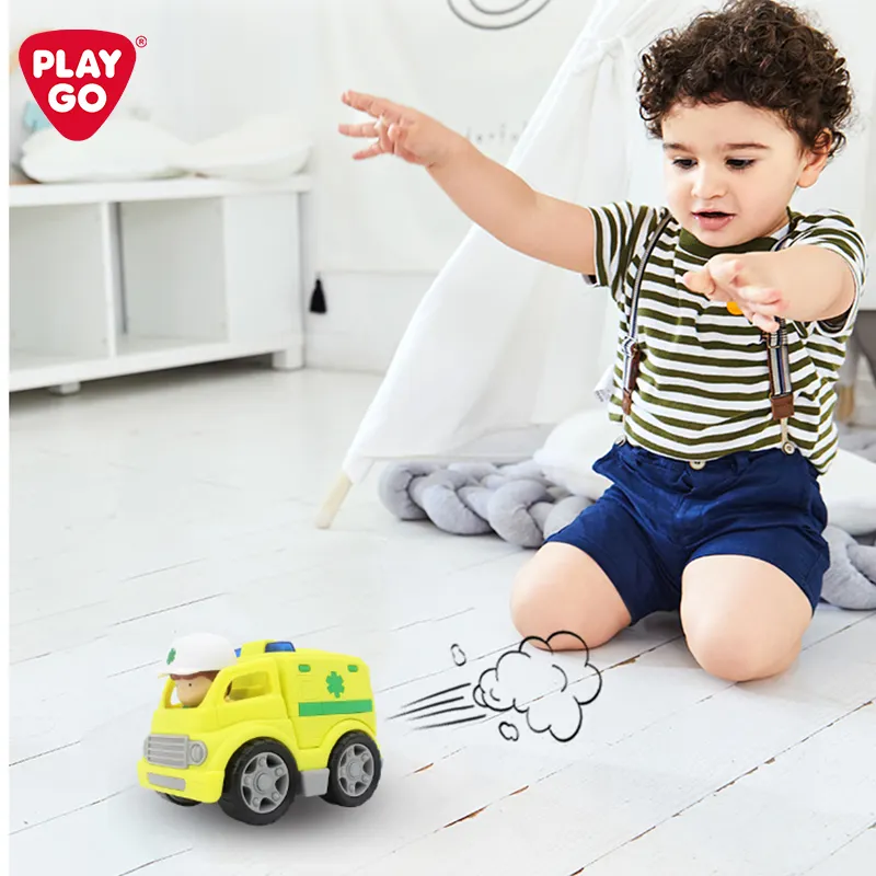 Playgo On-The-Go 어린이를위한 미니 남녀공용 플라스틱 구급차 장난감 상자에 포장 된 클래식 교육용 아기 장난감