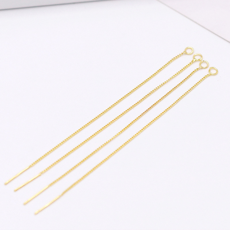 Pendientes de cadena densa de oro real de 14 quilates