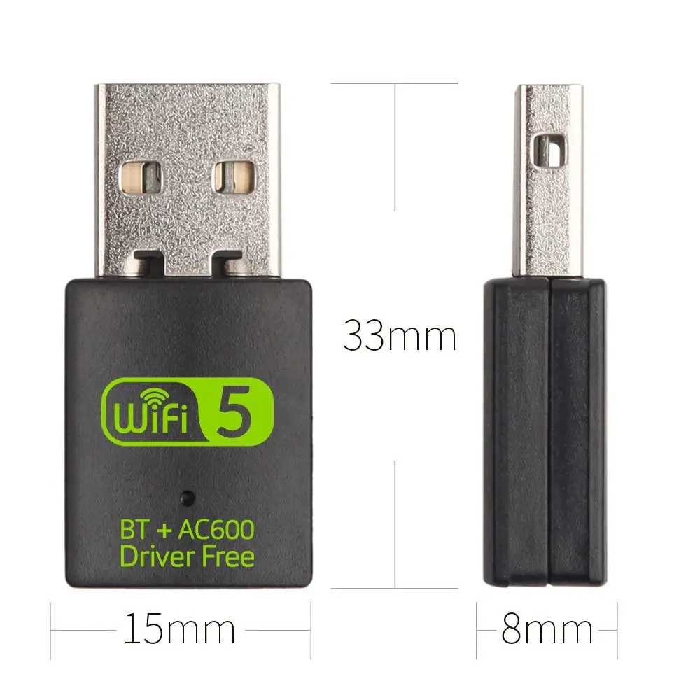 AC600Mbps USB WiFi BT Adaptador Banda dual 2,4 Ghz 5Ghz Mini Red inalámbrica Receptor externo Dongle RTL8821CU