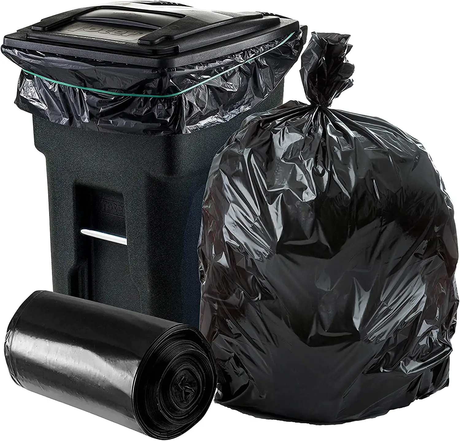 Negro personalizado cordón perfumado gran bolsa de basura resistente bolsa de basura rollo cordón
