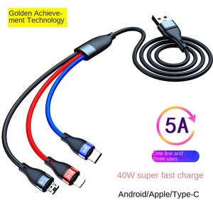 สายดาต้าชาร์จเร็วพิเศษแบบสามในตัวเดียวสำหรับ Apple Huawei Mi 5A PD iPhone USB ประเภทสำหรับการใช้หูฟัง - Product Image 5
