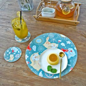 2022新食品级硅胶餐垫3件套3D打印矩形餐垫圆形餐垫和杯垫 - Product Image 6