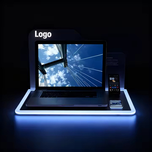 Op maat gemaakte lichtgevende <span class=keywords><strong>notebook</strong></span>-, laptop- en tablet-presentatiestandaards van acryl met <span class=keywords><strong>LED</strong></span>-verlichting voor winkels - Product Image 4