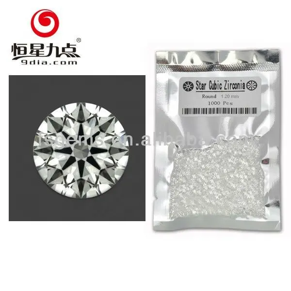 Cheap Price Synthetic Diamond Vacuum Packing 1.2mm Small Size High Quality Heart And Arrow Cut Cubic Zirconia