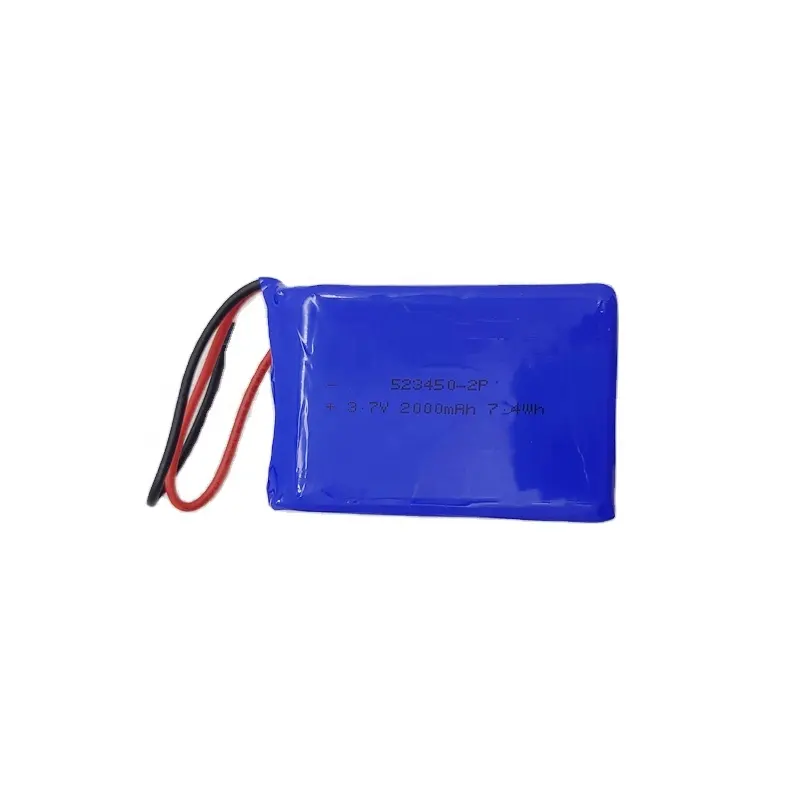 Hot sell 523450 1S2P 3.7V 2000mAh 2P 7.4Wh lipo rechargeable lithium ion polymer battery with pcb