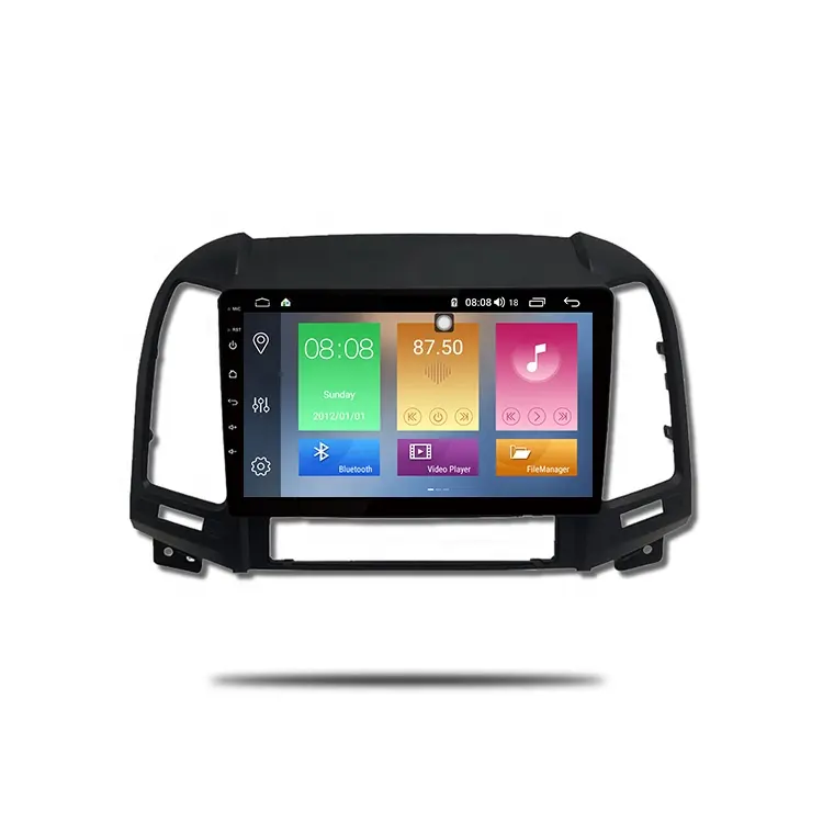 IOKONE-Radio con GPS para coche, Radio con pantalla táctil 2 Din, Android 9,0, 8 núcleos, para Hyundai, Santa Fe, 2013-2019