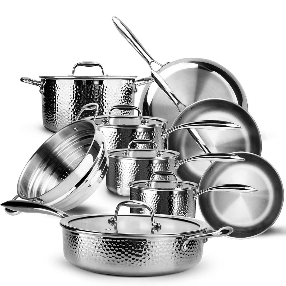 Juego de utensilios de cocina de acero de tres capas de 6 piezas